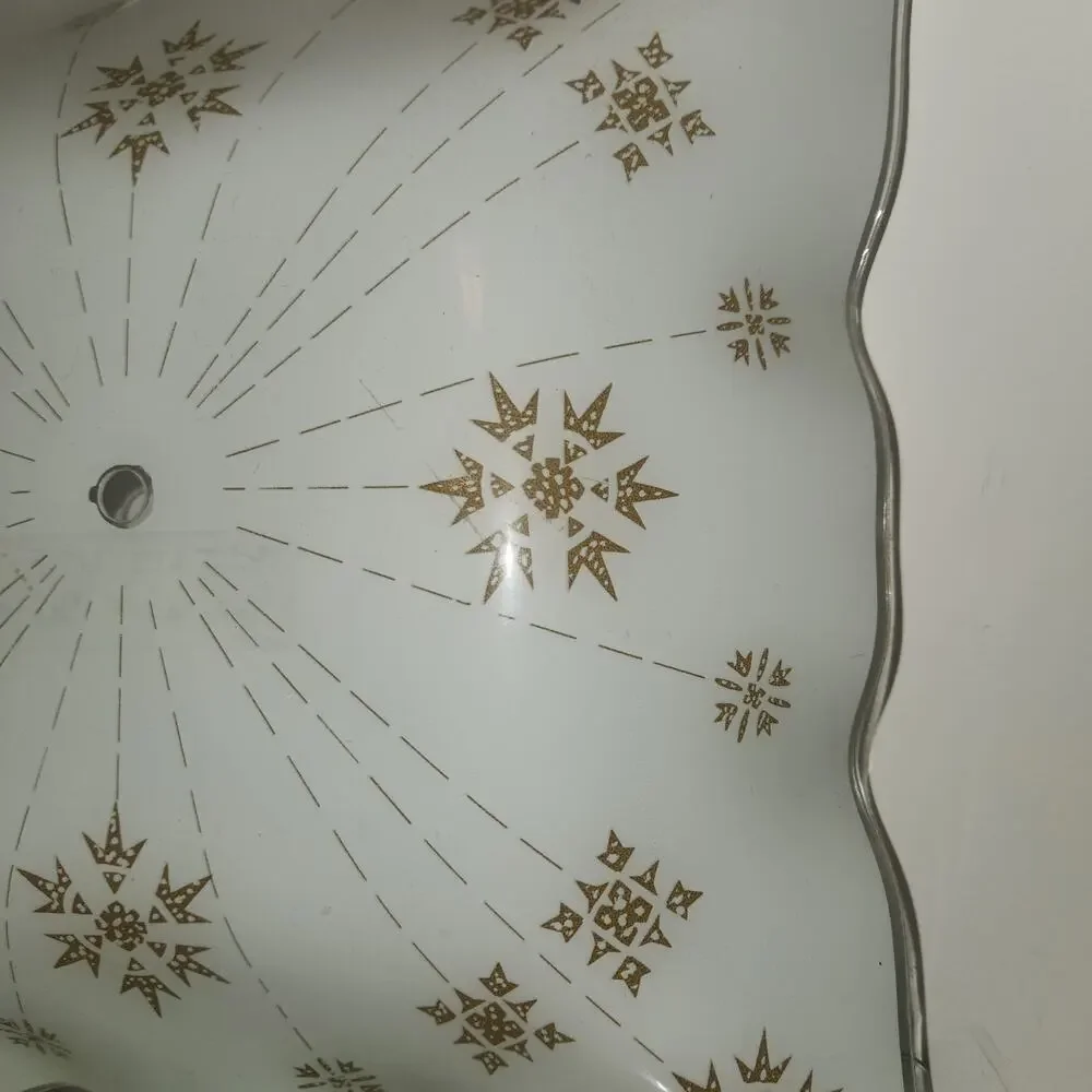 Vintage MCM Atomic Burst Frosted Light Cover 13x13